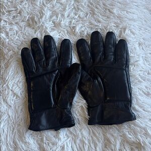 LL Bean lined insulated Black Leather Gloves size L